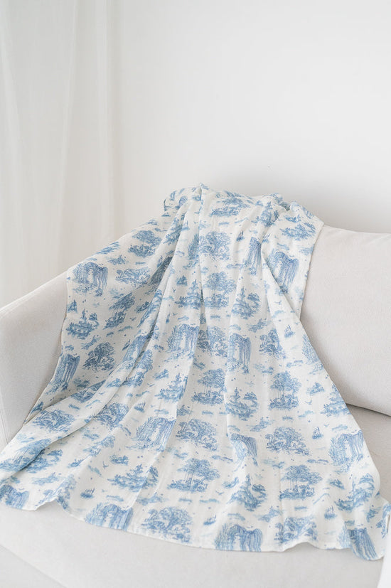 Spring Toile Blue X-Large Muslin Swaddle