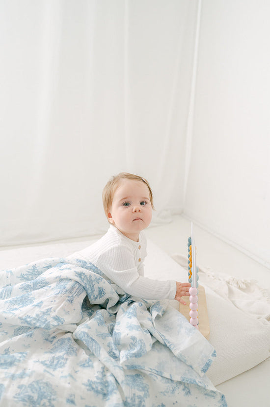 Spring Toile Blue X-Large Muslin Swaddle